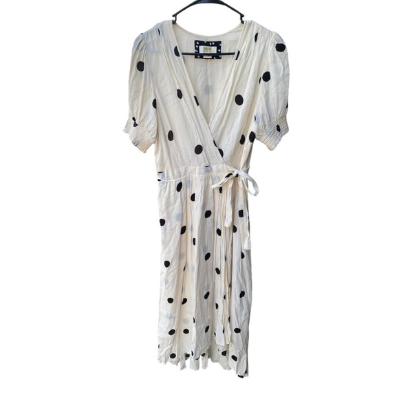 Maeve Cream and Black Polka Dot Midi Dress - Picture 3 of 12